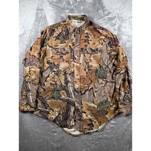 Vintage LL Bean Advantage Camo Chamois Flannel Mens Large Made in USA